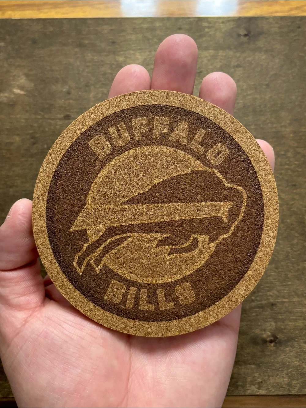 Buffalo Bills Laser Engraved Cork Coaster